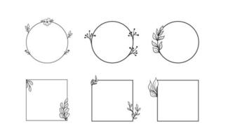 Floral decorative vector frame. Circle and square shaped frame. Elegant ornaments.