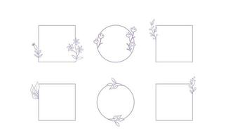 Floral decorative vector frame. Circle and square shaped frame. Elegant ornaments.