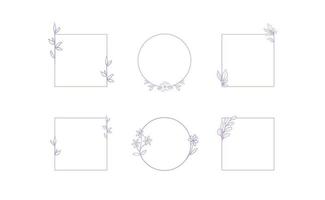 Floral decorative vector frame. Circle and square shaped frame. Elegant ornaments.