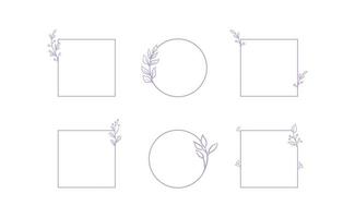 Floral decorative vector frame. Circle and square shaped frame. Elegant ornaments.