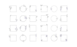 Floral decorative vector frame. Circle and square shaped frame. Elegant ornaments.