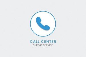 Call center support service button with call icon design template vector