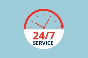 24 hour service design vector with clock