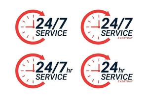 24 hours service everyday clock with arrow icon vector