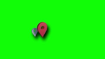 Three Pin Tracker Revolving Icon on Green Background. 3D Map Icon Animation Free video