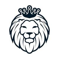 line art lion logo with crown vector
