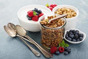 Breakfast items on the table photo