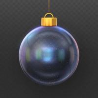 bola de cristal de navidad. bola de juguete de árbol transparente aislada en un fondo transparente. chuchería realista de Navidad 3d. diseño de decoración de feliz navidad. objeto de vacaciones de año nuevo. ilustración vectorial vector