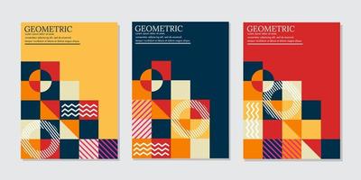 Company identity cover template collection. Business presentation vector vertical orientation front page mock up set. Corporate report cover abstract retro geometric illustration design layout bundle