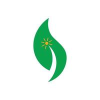 geometric leaf sun symbol logo vector