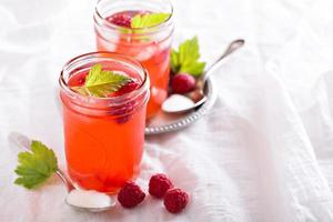 Raspberry lemonade with ice photo