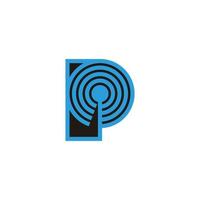 letra p radio señal antena torre antena símbolo logo vector