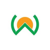 letter w mountain sun design logo vector