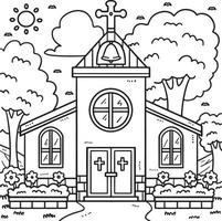 Christian Church Coloring Page for Kids vector