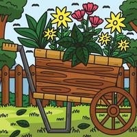 Earth Day Plants in Wheelbarrow Colored Cartoon vector