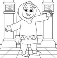 Ramadan Muslim Girl Coloring Page for Kids vector