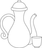 Ramadan Tea Set Isolated Coloring Page for Kids vector