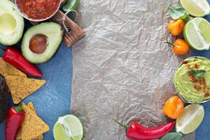 Mexican cuisine ingredients and guacamole photo