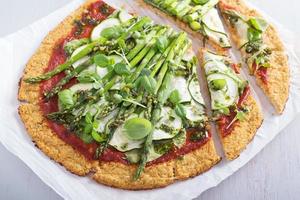 Cauliflower pizza with zucchini and asparagus photo