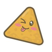 Kawaii cartoon mexican nachos isolated on white background vector