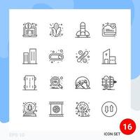 16 Universal Outlines Set for Web and Mobile Applications business architecture science secure data secure Editable Vector Design Elements