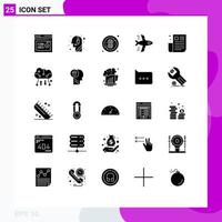 Universal Icon Symbols Group of 25 Modern Solid Glyphs of page news diet interface flying Editable Vector Design Elements