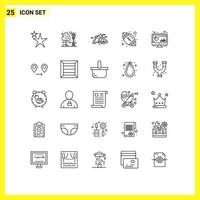 Modern Set of 25 Lines Pictograph of computer analytic hill sport american Editable Vector Design Elements