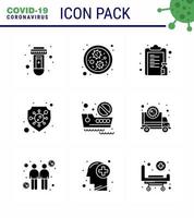 9 Solid Glyph Black coronavirus epidemic icon pack suck as cruise virus list shield protection viral coronavirus 2019nov disease Vector Design Elements