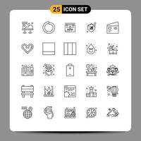 grupo de símbolos de iconos universales de 25 líneas modernas de elementos de diseño de vectores editables de tienda de signos de garantía de débito
