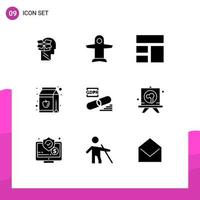 Modern Set of 9 Solid Glyphs and symbols such as clip pack vehicles juice layout Editable Vector Design Elements