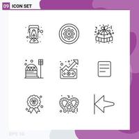 9 Creative Icons Modern Signs and Symbols of dome colony pizza base gift box Editable Vector Design Elements