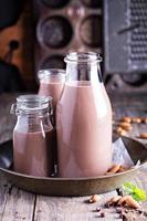 Homemade almond chocolate milk photo