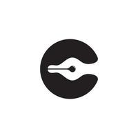 letra c pluma tinta curvas diseño símbolo logotipo vector