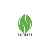 letter n natural leaf clean geometric logo vector