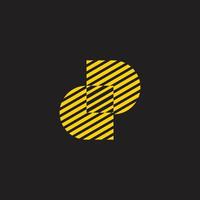 letter dp stripes linked square logo vector