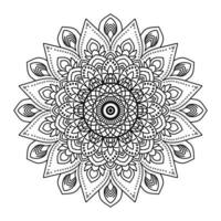 mandala negro para el diseño. diseño de patrón circular de mandala para henna, mehndi, tatuaje, decoración. ornamento decorativo en estilo étnico oriental. página del libro para colorear. vector