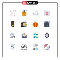 Group of 16 Modern Flat Colors Set for help document mailing contact waste Editable Pack of Creative Vector Design Elements