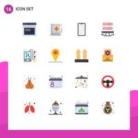 Pack of 16 creative Flat Colors of device hosting phone server samsung Editable Pack of Creative Vector Design Elements