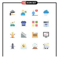 Modern Set of 16 Flat Colors and symbols such as dollar weather communication rain cloud Editable Pack of Creative Vector Design Elements