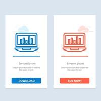 Laptop Graph Analytics Monitoring Statistics  Blue and Red Download and Buy Now web Widget Card Template vector