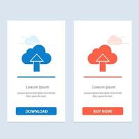 Arrow Upload Up Cloud  Blue and Red Download and Buy Now web Widget Card Template vector