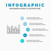 Graph Line Up Down  Line icon with 5 steps presentation infographics Background vector