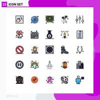 Modern Set of 25 Filled line Flat Colors and symbols such as smartphone headset mail hand award Editable Vector Design Elements