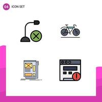 User Interface Pack of 4 Basic Filledline Flat Colors of computers wire hardware movement web Editable Vector Design Elements