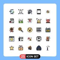 conjunto de 25 iconos modernos de la interfaz de usuario signos de símbolos para elementos de diseño vectorial editables de hardware circular de protección de gráficos porcentuales vector