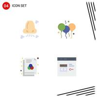 Set of 4 Commercial Flat Icons pack for air file nose day rgb Editable Vector Design Elements