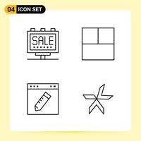 4 Creative Icons for Modern website design and responsive mobile apps 4 Outline Symbols Signs on White Background 4 Icon Pack vector