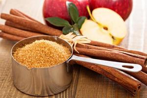 Baking with apple, sugar and cinnamon photo