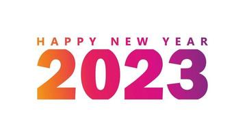 HAPPY NEW YEAR 2023 written in colorful gradients. Isolated in white background and color gradient font. Celebration poster, banner template design. Editable Vector illustration in EPS10