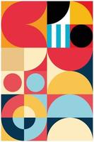 Background design with colorful geometric patterns in portrait orientation. Abstract background made of neatly arranged circles, squares and rectangles with a unique color combination. vector